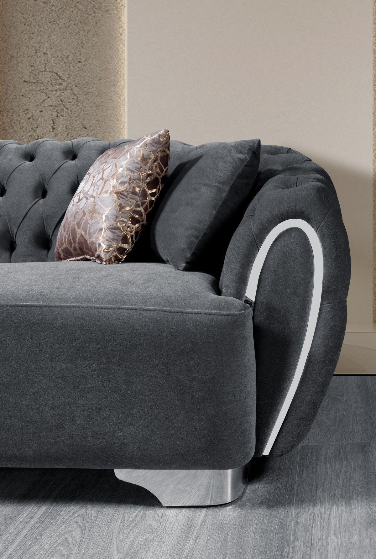Chloe Gray Velvet Sofa & Loveseat - Ella Furniture