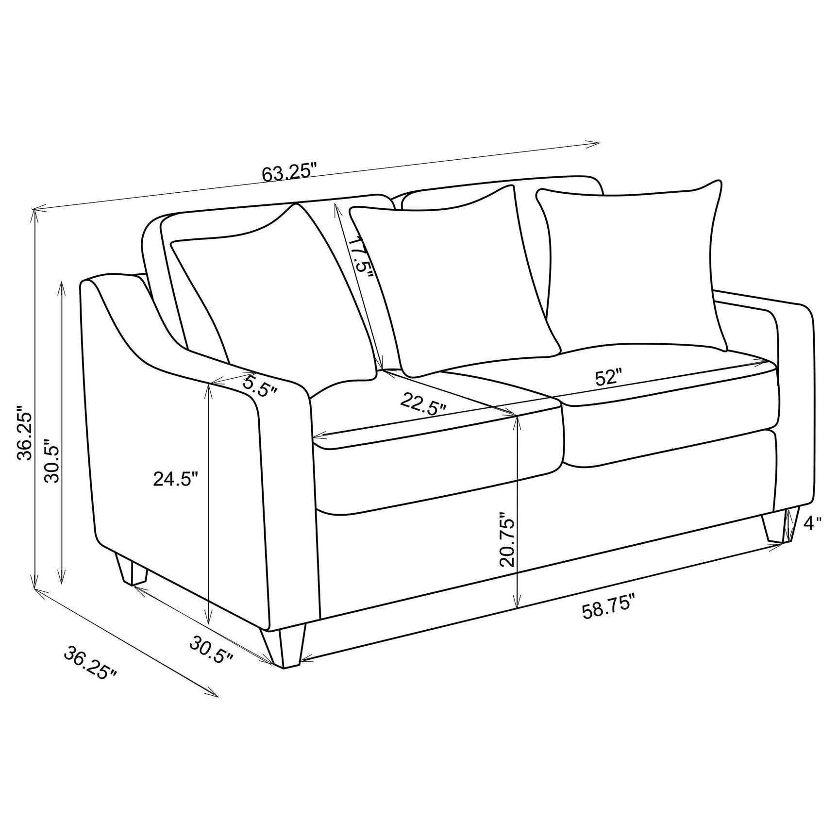 Christine Christine 3-piece Upholstered Sloped Arm Sofa Set Beige 552061-S3 - Ella Furniture