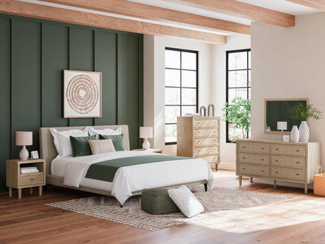 Cielden Soft Gray King Upholstered Bed with Roll Slats - Ella Furniture