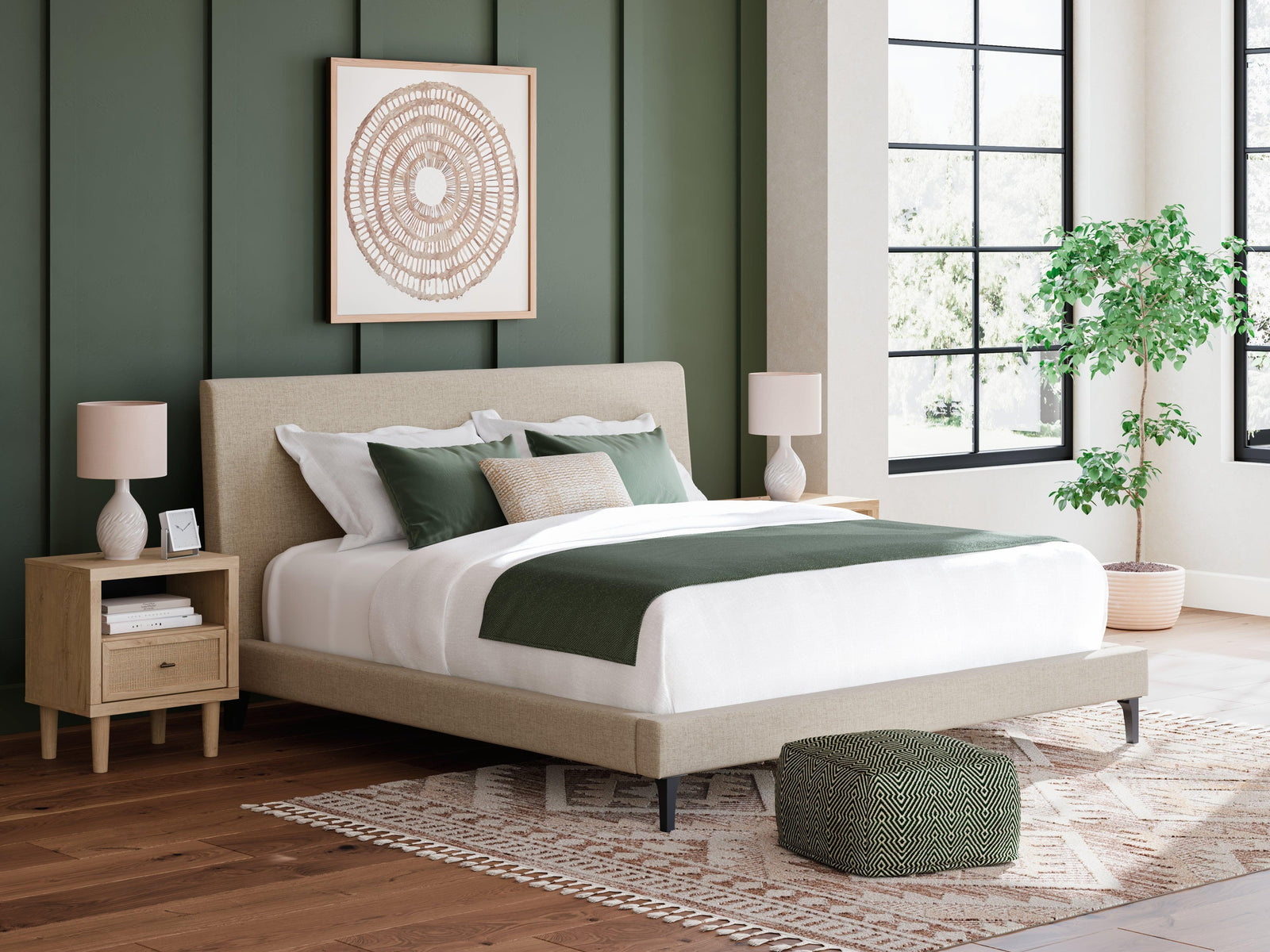 Cielden Soft Gray King Upholstered Bed with Roll Slats - Ella Furniture