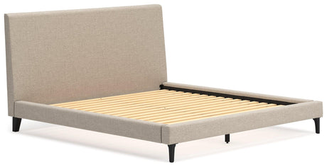 Cielden Soft Gray King Upholstered Bed with Roll Slats - Ella Furniture