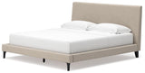 Cielden Soft Gray King Upholstered Bed with Roll Slats - Ella Furniture