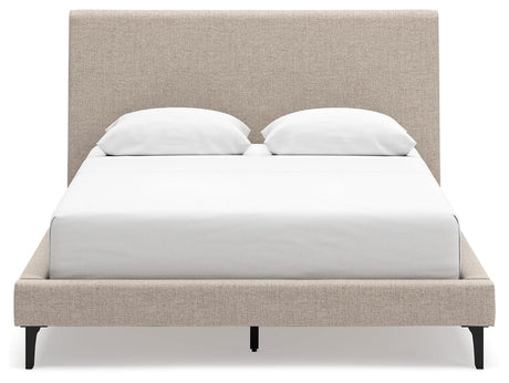 Cielden Soft Gray Queen Upholstered Bed with Roll Slats - Ella Furniture