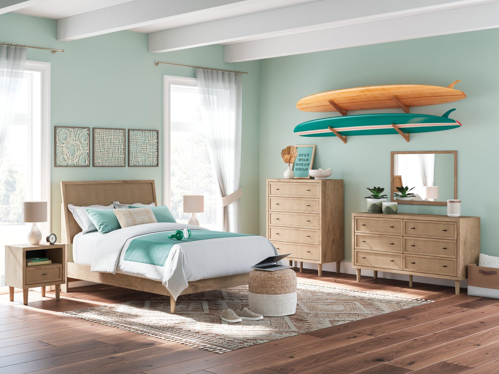 Cielden Two-tone Full Panel Bed - Ella Furniture