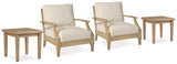 Clare Beige View 2 Outdoor Lounge Chairs With 2 End Tables - Ella Furniture
