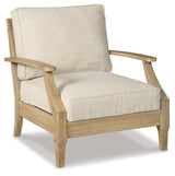 Clare Beige View Outdoor Loveseat And 2 Lounge Chairs With Coffee Table And 2 End Tables - Ella Furniture