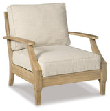 Clare Beige View Outdoor Loveseat And 2 Lounge Chairs With Coffee Table And 2 End Tables - Ella Furniture