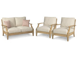 Clare Beige View Outdoor Loveseat With 2 Lounge Chairs - Ella Furniture
