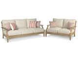 Clare Beige View Outdoor Sofa And Loveseat - Ella Furniture