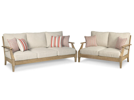 Clare Beige View Outdoor Sofa And Loveseat - Ella Furniture