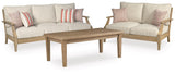 Clare Beige View Outdoor Sofa And Loveseat With Coffee Table - Ella Furniture
