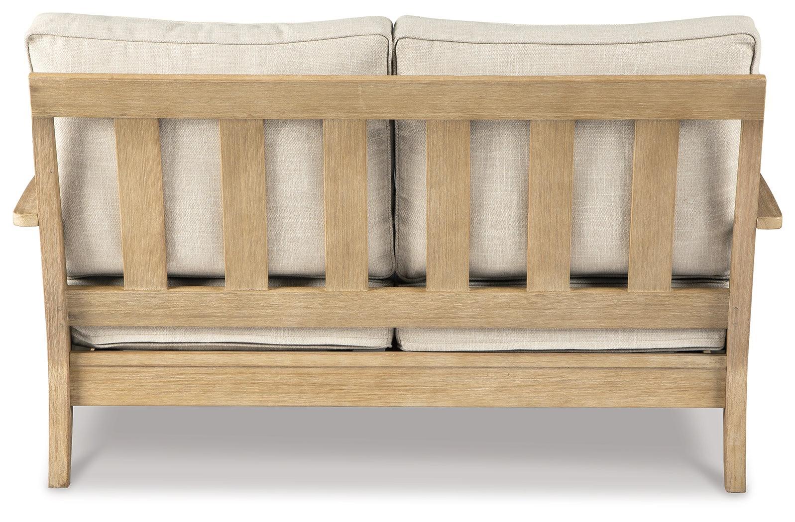 Clare Beige View Outdoor Sofa And Loveseat With Coffee Table - Ella Furniture