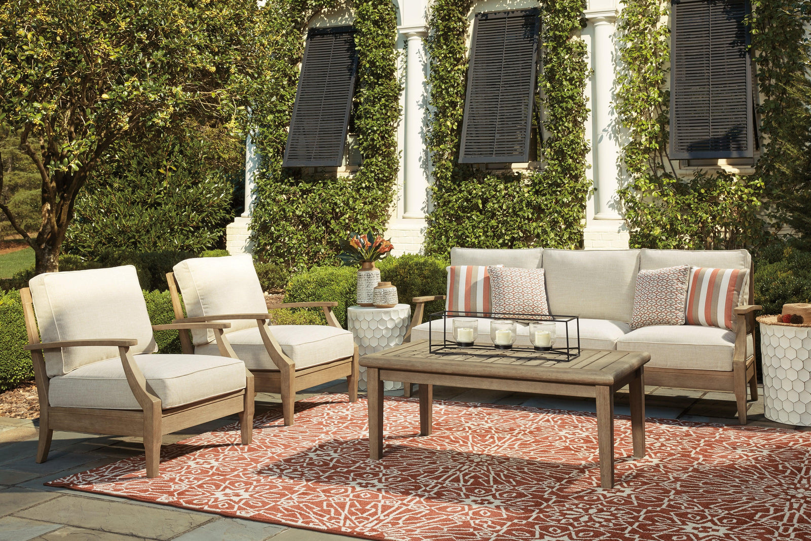 Clare Beige View Outdoor Sofa With 2 Lounge Chairs - Ella Furniture