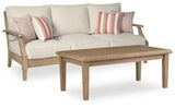 Clare Beige View Outdoor Sofa With Coffee Table - Ella Furniture
