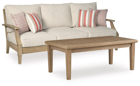 Clare Beige View Outdoor Sofa With Coffee Table - Ella Furniture