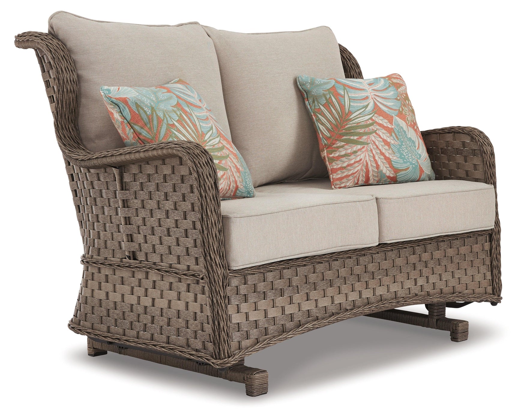 Clear Light Brown Ridge Outdoor Loveseat And 2 Chairs With Coffee Table - Ella Furniture