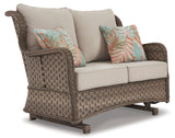 Clear Light Brown Ridge Outdoor Loveseat With Coffee Table - Ella Furniture