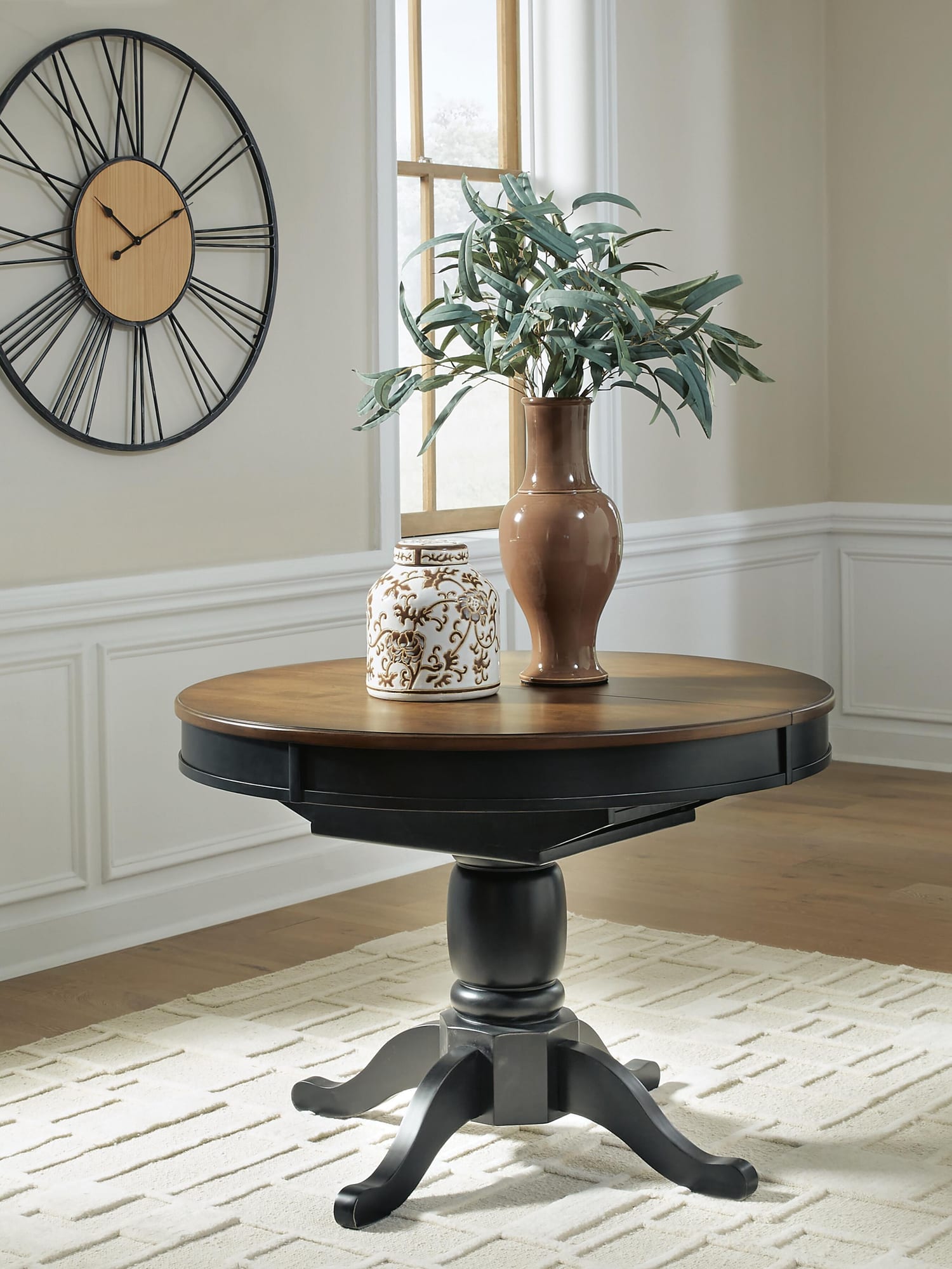 Clorazi Black/Brown Dining Butterfly Extension Table view 2