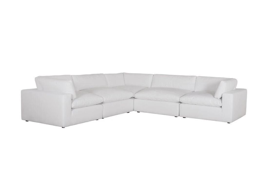 Xl Cloud White Sectional + Ottoman Set - Ella Furniture