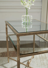 Cloverty Aged Gold Finish Coffee Table with 2 End Tables - Ella Furniture