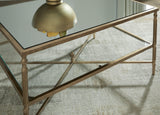 Cloverty Aged Gold Finish Coffee Table with 2 End Tables - Ella Furniture