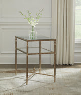 Cloverty Aged Gold Finish Coffee Table with 2 End Tables - Ella Furniture