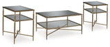 Cloverty Aged Gold Finish Coffee Table with 2 End Tables - Ella Furniture