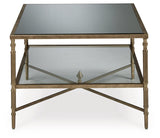 Cloverty Aged Gold Finish Coffee Table with 2 End Tables - Ella Furniture