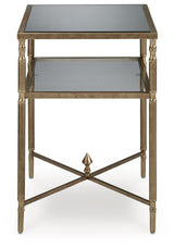 Cloverty Aged Gold Finish Coffee Table with 2 End Tables - Ella Furniture