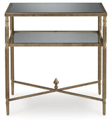 Cloverty Aged Gold Finish Coffee Table with 2 End Tables - Ella Furniture