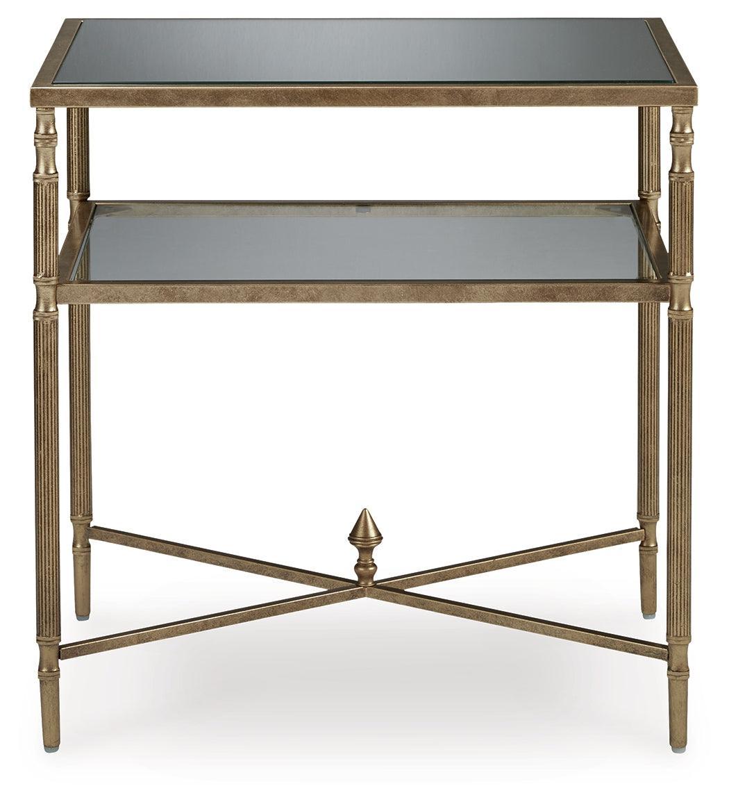 Cloverty Aged Gold Finish Coffee Table with 2 End Tables - Ella Furniture