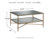 Cloverty Aged Gold Finish Coffee Table with 2 End Tables - Ella Furniture