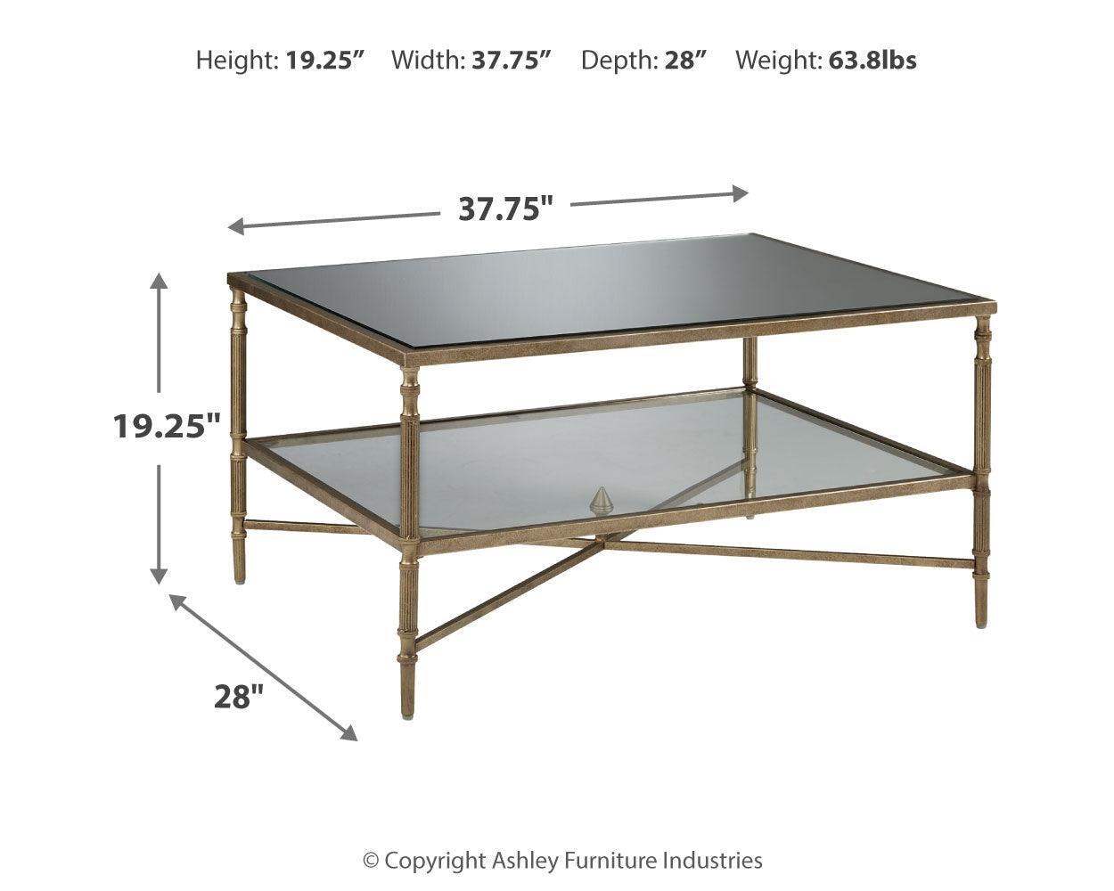 Cloverty Aged Gold Finish Coffee Table with 2 End Tables - Ella Furniture