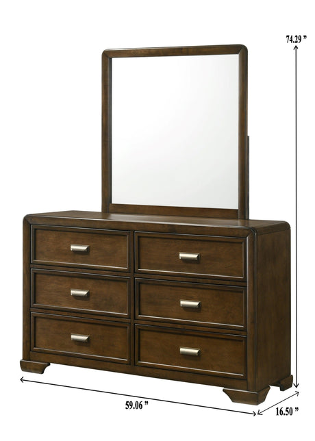 Coffield Brown Modern Contemporary Solid Wood 6-Drawers Dresser - Ella Furniture