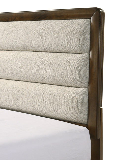 Coffield Brown Modern Contemporary Solid Wood Fabric Upholstered Bedroom Set - Ella Furniture
