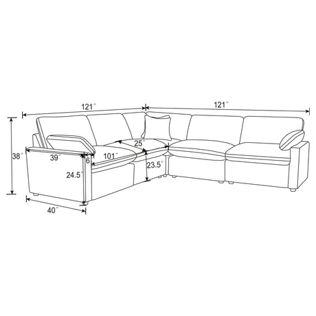 COLLINS COLLECTION Collins 5-piece Modular Power Reclining Sectional Sofa Grey 609560P - Ella Furniture