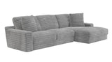 Kelly Oversized Corduroy Gray 123" Sectional with Cupholders