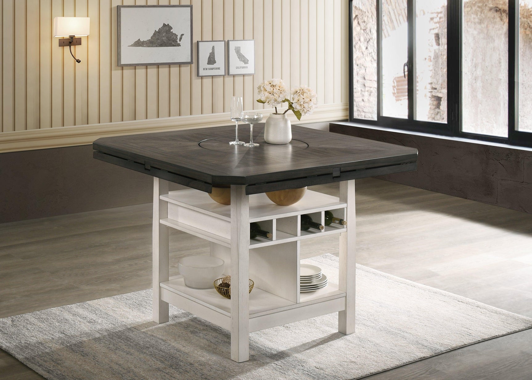 Conner Chalk-Gray Modern Wood Oval Counter Height Dining Room Set - Ella Furniture