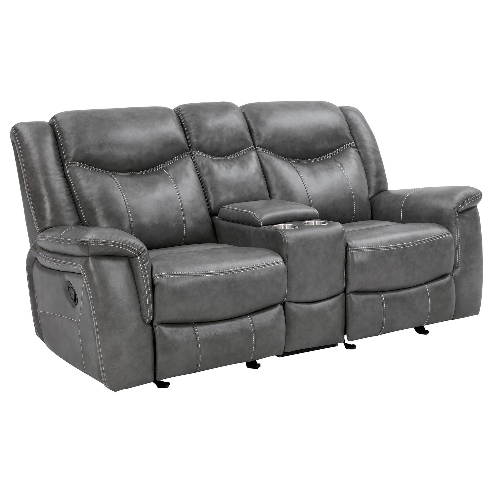 CONRAD MOTION COLLECTION Conrad 2-piece Upholstered Padded Arm Motion Sofa Set Grey 650354-S2 - Ella Furniture