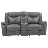 CONRAD MOTION COLLECTION Conrad 2-piece Upholstered Padded Arm Motion Sofa Set Grey 650354-S2 - Ella Furniture