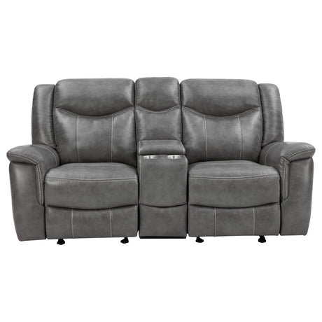 CONRAD MOTION COLLECTION Conrad 2-piece Upholstered Padded Arm Motion Sofa Set Grey 650354-S2 - Ella Furniture