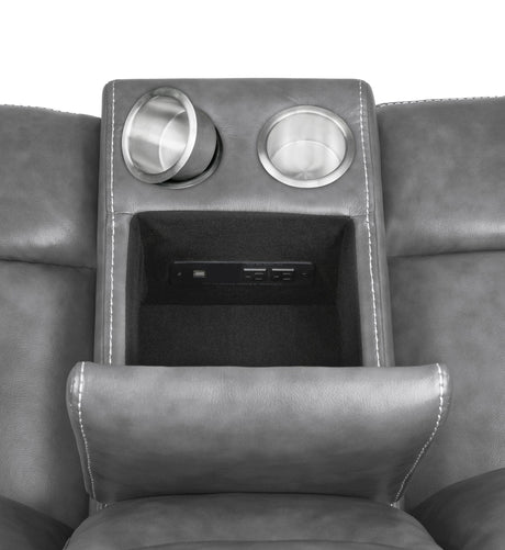 CONRAD MOTION COLLECTION Conrad 3-piece Upholstered Padded Arm Motion Sofa Set Grey 650354-S3 - Ella Furniture
