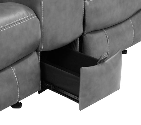 CONRAD MOTION COLLECTION Conrad 3-piece Upholstered Padded Arm Motion Sofa Set Grey 650354-S3 - Ella Furniture