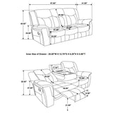CONRAD MOTION COLLECTION Conrad 3-piece Upholstered Padded Arm Motion Sofa Set Grey 650354-S3 - Ella Furniture