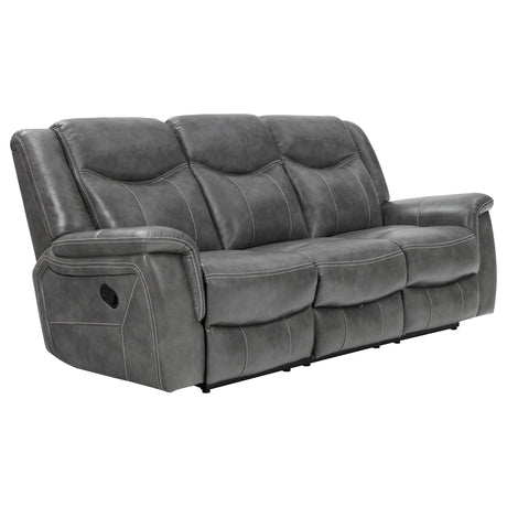 CONRAD MOTION COLLECTION Conrad 3-piece Upholstered Padded Arm Motion Sofa Set Grey 650354-S3 - Ella Furniture