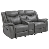CONRAD MOTION COLLECTION Conrad 3-piece Upholstered Padded Arm Motion Sofa Set Grey 650354-S3 - Ella Furniture