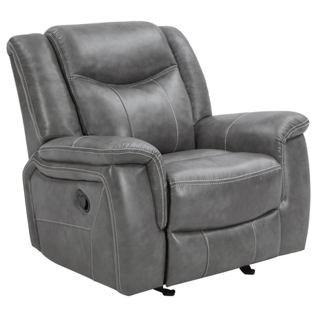 CONRAD MOTION COLLECTION Conrad 3-piece Upholstered Padded Arm Motion Sofa Set Grey 650354-S3 - Ella Furniture