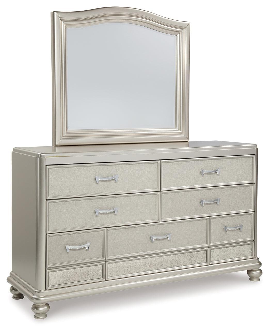 Coralayne Silver Upholstered Sleigh Bedroom Set - Ella Furniture