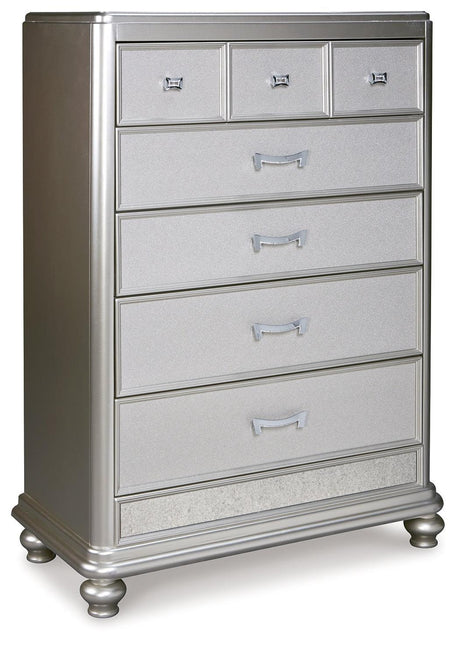 Coralayne Silver Upholstered Sleigh Bedroom Set - Ella Furniture