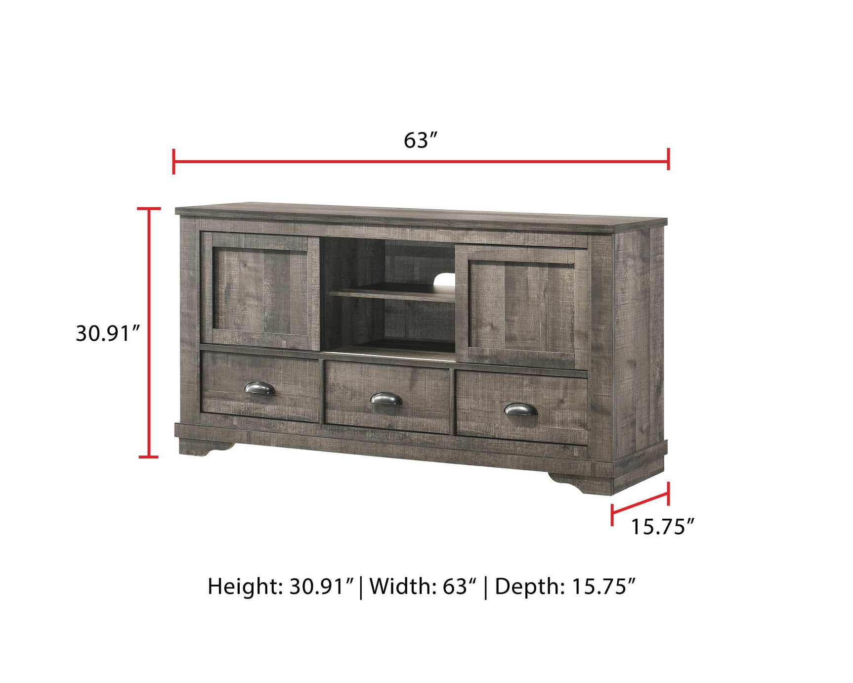 Coralee Gray Modern Aesthetics Tv Stand, Media Console Accessories, Wood And Engineered Wood Legs With Storage Doors For Living Room - Ella Furniture